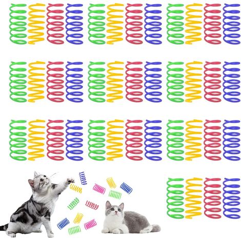 Lot de 40 ressorts colorés pour chat – Jouets interactifs pour chaton pour taper, mordre, chasse (1/5)