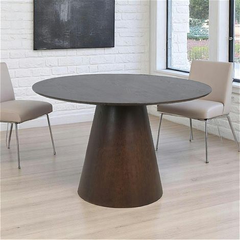 Table ronde en bois foncé Ø120 cm LISBONNE (1/3)