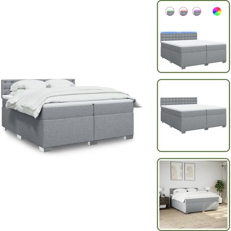 Boxspringbett mit Matratze Hellgrau 200x200 cm Stoff - Boxspringbett - Doppelbett - Schlafzimmermöbel - Bettenrahmen - Liegefläche 200x200 Cm