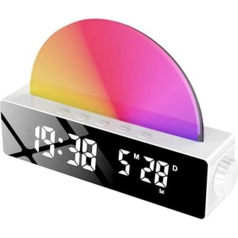 Réveil Intelligent - RéVeil - Lampe Solaire de Chevet - Rechargeable USB - Multicolore - Blanc (1/4)