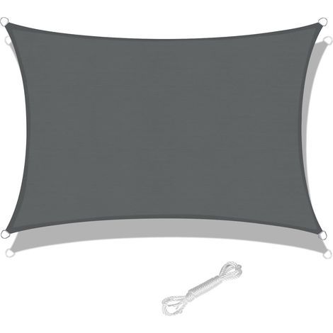 Rechteckiges Sonnensegel 2,5 x 3 m, atmungsaktives und UV-beständiges HDPE, für Garten, Terrasse oder Balkon, Anthrazit (1/5)