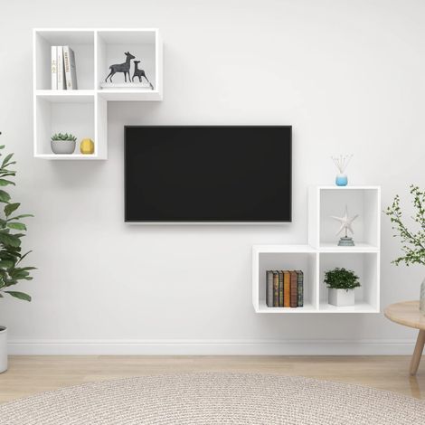 vidaXL 4 Piece TV Cabinet Set White Engineered Wood (1/5)