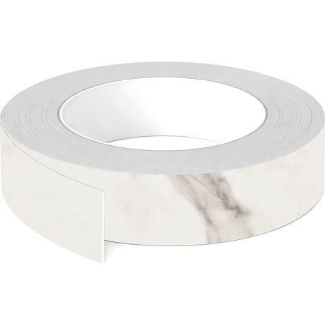 1x Bande de chant ABS sans colle 23 mm x 5 m épaisseur 0,8 mm facile à appliquer bricolage étagère meuble panneau plan de travail bois stratifié, Marbre cristal mat (1/3)