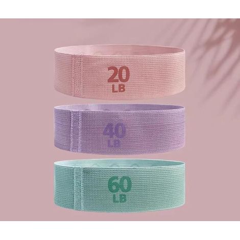 Fasce di resistenza, set di 3 fasce antiscivolo in cotone e poliestere per fianchi e glutei, 3 livelli di resistenza, allenamento, fasce per glutei per donna, allenamento a casa, fitness, yoga (rosa, 