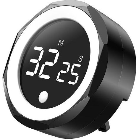 Minuteur électronique grand écran rotatif avec alarme de rappel, charge USB, aimant intégré, pour cuisine, apprentissage, exercice, chronomètre magnétique rechargeable (1/5)