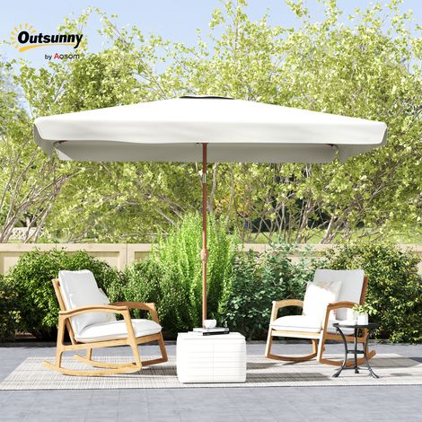 Sombrilla de Terraza Exterior 300x200x245 cm con Ángulo Ajustable Mástil de Aluminio Manivela y Protección UV 50+ Crema