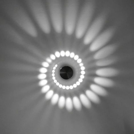 Plafonnier Spirale - Applique Murale LED 3 W - Pour Chambre Café Salon - Aluminium - Blanc Froid - 1 Pièce (1/4)