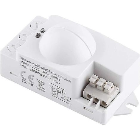 1 détecteur de mouvement intelligent à 360° de 500 W avec interrupteur à micro-ondes et détecteur radar haute sensibilité. Utilisation : armoire, salle de bain, garage, escaliers, couloir. (1/5)