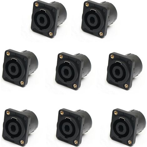 Lot de 8 connecteurs femelles pour panneau de montage femelle, 4 broches, prise audio, plaque murale carrée, adaptateur pour NL4MP, NL4MPR, NL4FC, NL4FX, NLT4X, NL2FC (1/5)