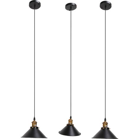 3er-Set E27 Industrie-Deckenleuchten, schwarze Schmiedeeisen-Deckenleuchten, Flurleuchten für den Außenbereich, 85–240 V (1/5)