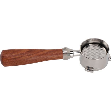 Porte-filtre 51 mm avec manche en bois massif, filtre à mailles ultra-fines, amovible à 3 oreilles et sans fond, pour cafetière Delonghi (1/5)