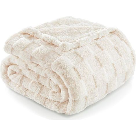 1 pièce Plaid Carreaux 3D, doux et chaud, microfibre polyester, 100 x 150 cm, pour canapé ou lit