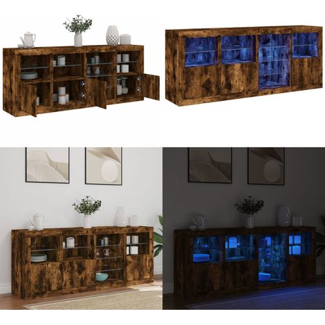 Sideboard mit LED-Leuchten Räuchereiche 164x37x67 cm - LED-Beleuchtung - Holzsideboard (1/5)