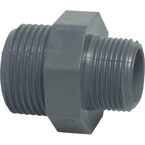 Profec Doppelnippel reduziert, PVC-U 4 Zoll AG x 3 Zoll AG, 10 bar, grau (1/4)