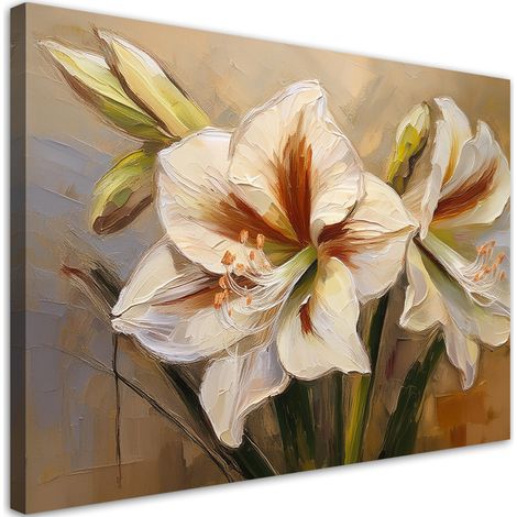 Quadro su tela, Fiore dipinto di bianco - 60x40 (1/5)