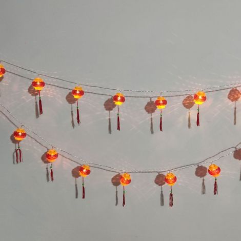 Guirlande Lumineuse Lanterne Rouge, Guirlande Lumineuse Lanterne Chinoise étanche pour Jardin (avec pompon 6 mètres/19,7 pieds 40 lumière) (1/5)