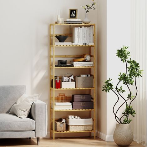 Meuble rangement étagère 6 niveaux bambou OKMYHOME (1/5)