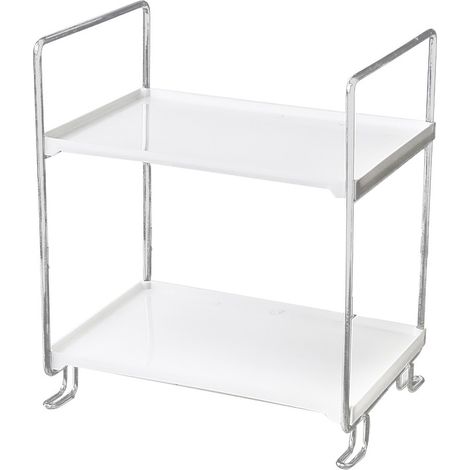 Range-cuisine étagère maquillage bureau 2 niveaux démontable en PP et fer forgé organiseur épices cuisine salle de bain (1/5)