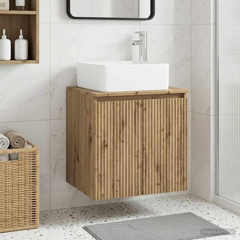 Vanidad con Lavabo de Pared Roble Artesanal 53 x 35 x 63 cm
