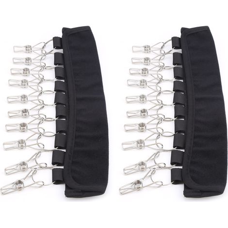 Lot de 2 porte-manteaux et porte-chapeaux pliables et portables pour le camping et les voyages, avec 10 pinces