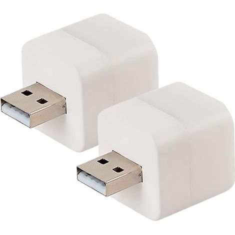 Veilleuse USB LED Mini Carrée 2 Pièces pour Chambre, Blanc (1/5)