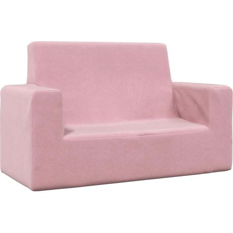 Kindersofa 2-Sitzer Rosa Weich Plüsch