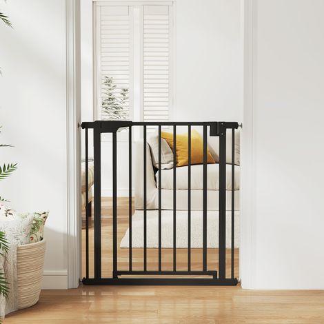 Barrière de sécurité pour chiens et bébés 76 à 81 cm avec extension fixation par pression sans perçage blanc (1/5)