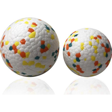 palline per cani, palline in gomma per cani, palline indistruttibili per cani, giocattolo E-TPU duro da masticare (2 misure a pois bianchi + arancioni) (1/5)