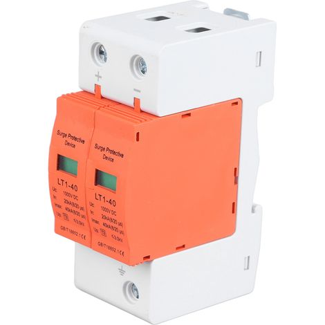 Parafoudre photovoltaïque DC 1000V 2P, protection surtension et surintensité 20-40KA. (1/5)