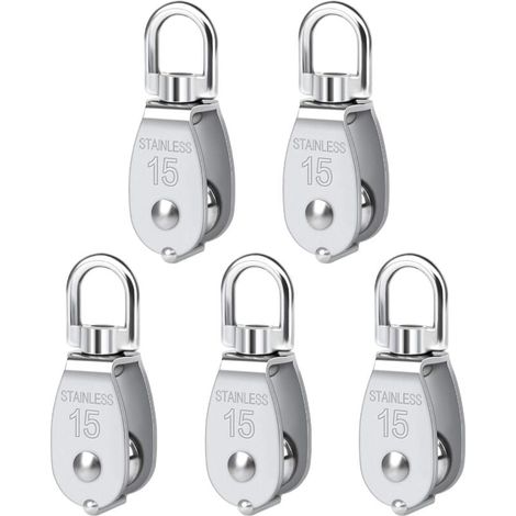 Roulette pivotante simple, 5 pièces, M15, roulette simple robuste en acier inoxydable, roulette de chargement à bloc lisse, 35 kg, (1/4)
