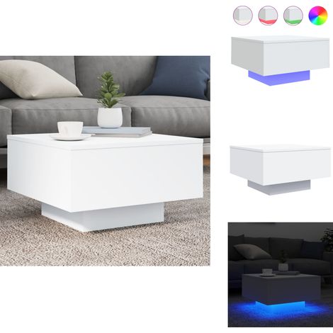 Table basse avec lumières LED blanc 55x55x31 cm - Table Basse Design - Table Basse Led - Table Basse Blanche - Meuble Salon Tendance - Table D'appoint Lumineuse (1/5)