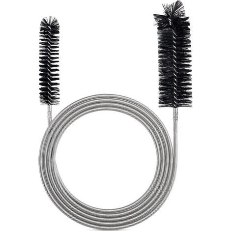 Brosse de nettoyage pour tuyaux – Tête à double poils – Idéale pour les tuyaux courbés et les trous étroits – Noir, 200 cm (1/5)