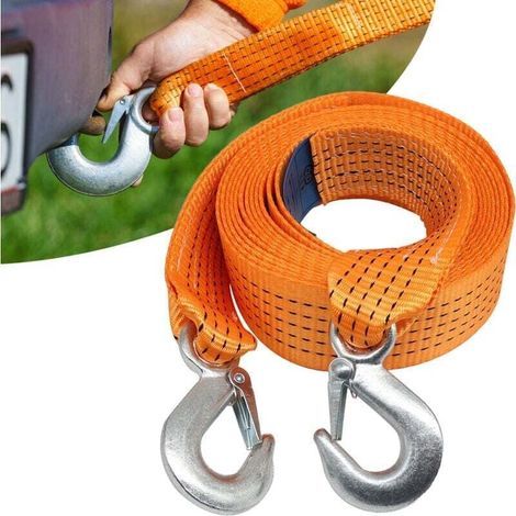 Sangle de remorquage robuste 5T, fournitures d'urgence pour voiture, corde de remorquage épaissie et élargie de 5 tonnes, 6 mètres, avec crochet haute résistance (1/4)