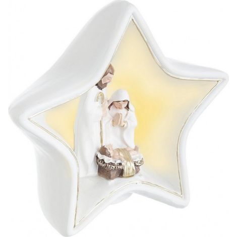 Natività "Adelaide" con led a batteria in poliresina da 10,5 x 6 x 10,5h cm