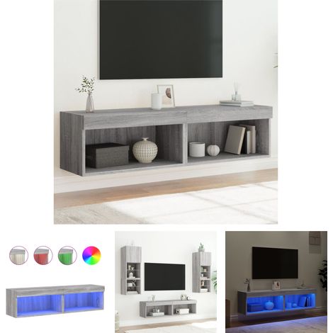 The Living Store TV-Schränke mit LED-Leuchten 2 Stk. Grau Sonoma 60x30x30 cm - TV-Möbel (1/5)