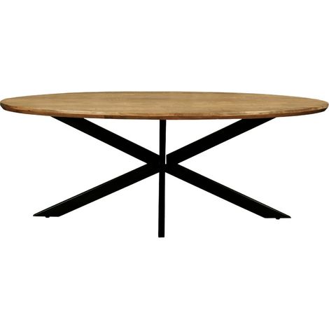 MACY-Table à manger ovale 6/8 personnes 180 cm en bois massif (1/5)