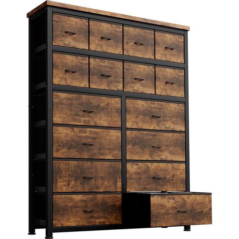 Commode De Rangement 16 Tiroirs, Commode De Chambre, Organisateur De Vêtements, Tigré (1/5)