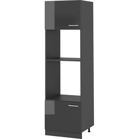 Mikrowellenumbauschrank R-Line, Anthrazit Hochglanz, 60 cm, Vicco