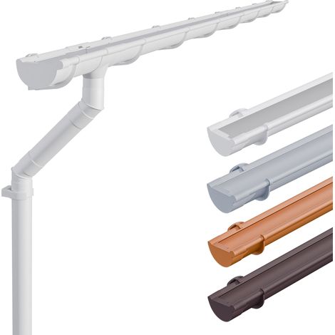 INEFA Dachrinnen Set Haus, NW125 / 125mm, halbrund Regenrinne Kunststoff für Satteldach, eine Dachseite, Made in Germany - 4m Weiß