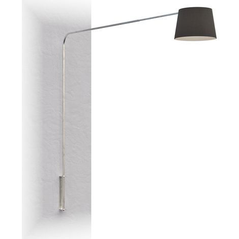Piantana parete arco moderna top light corner 1189 b7 e27 led metallo lampada parete braccio cono, paralume nero