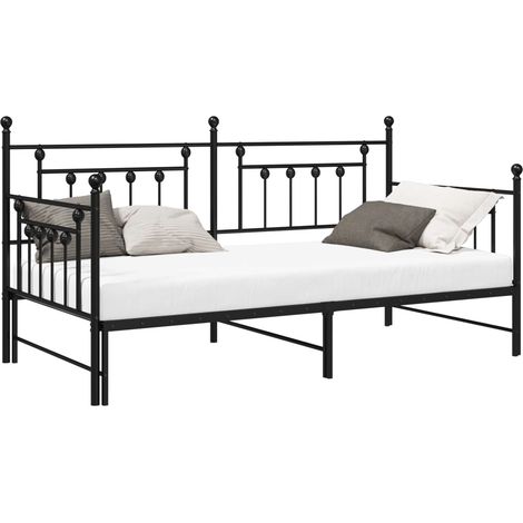 Maison Exclusive - Tagesbettrahmen Schwarz 90 x 200 cm Stahl (1/5)