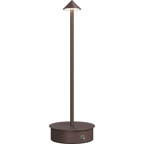 Lampe de table tactile rechargeable USB, température de couleur réglable 3000K/4500K/6000K, autonomie de 4 à 8 heures, couleur café