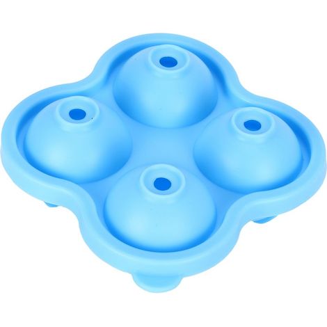 Silikon-Eiswürfelform (4 Kugeln) – Eiswürfelform (rund) für Cocktails und Getränke – Küchenaccessoire – Himmelblau (1/5)