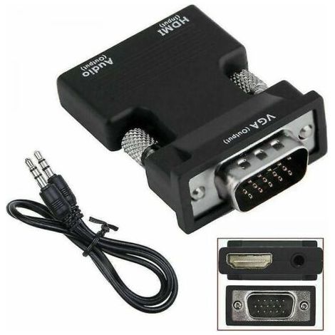 Adaptateur convertisseur HDMI femelle vers VGA mâle avec câble audio prenant en charge la sortie 1080p
