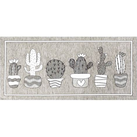 Tappeto Cucina In Ciniglia Arredo Moderno Passatoia Multiuso Ingresso Corridoio Antiscivolo Prodotto Italiano Disegni Piazzati Cotone Varie Misure Lavabile In Lavatrice Lavatrice Cactus Grigio - 57x28