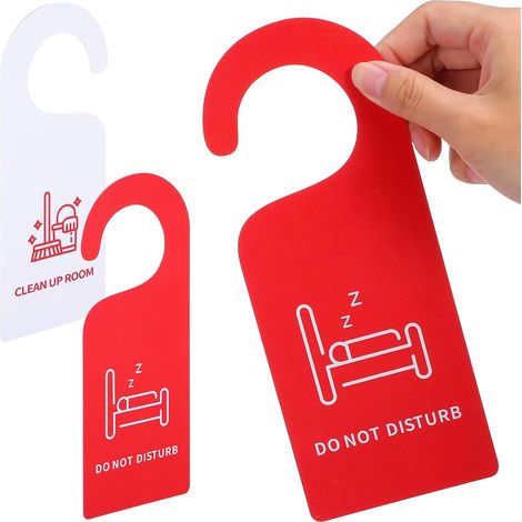 4 Pièces Panneau Double Face « Ne Pas Déranger » et « Nettoyer la Chambre » en Pvc pour Hôtel, Style Moderne, à Suspendre Claire pour Porte de Chambre, pour Café et Bar (1/5)