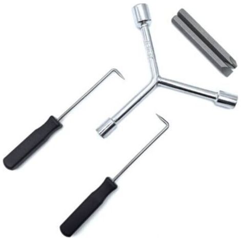 Kit de démontage pour lave-linge, 5 pièces : outils d’extension de ressorts pour tambours intérieur et extérieur, clips de ressort, clé de démontage, outils d’entretien (1/5)