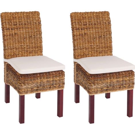 Set 2x sedie intreccio di banano eleganti soggiorno sala pranzo M69 Bali gambe chiare con cuscini
