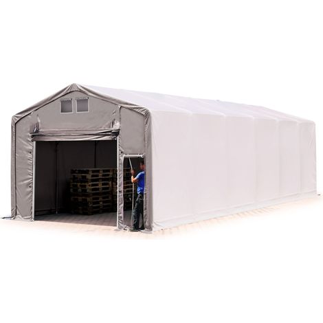 TOOLPORT Carpa almacén 6x12 m carpa industrial con 3m de altura lateral PVC 850 N 100% impermeable gris con puerta levadiza