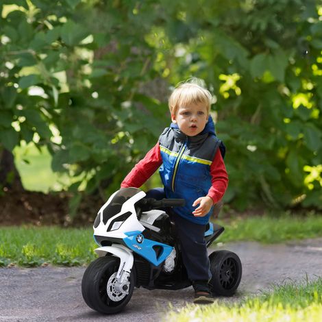 Elektromotorrad für Kinder von 18 bis 36 Monaten, lizenziertes BMW S1000RR-Modell, Geschwindigkeit 2,5 km/h, Tragfähigkeit 20 kg, 66 x 37 x 44 cm, Blau